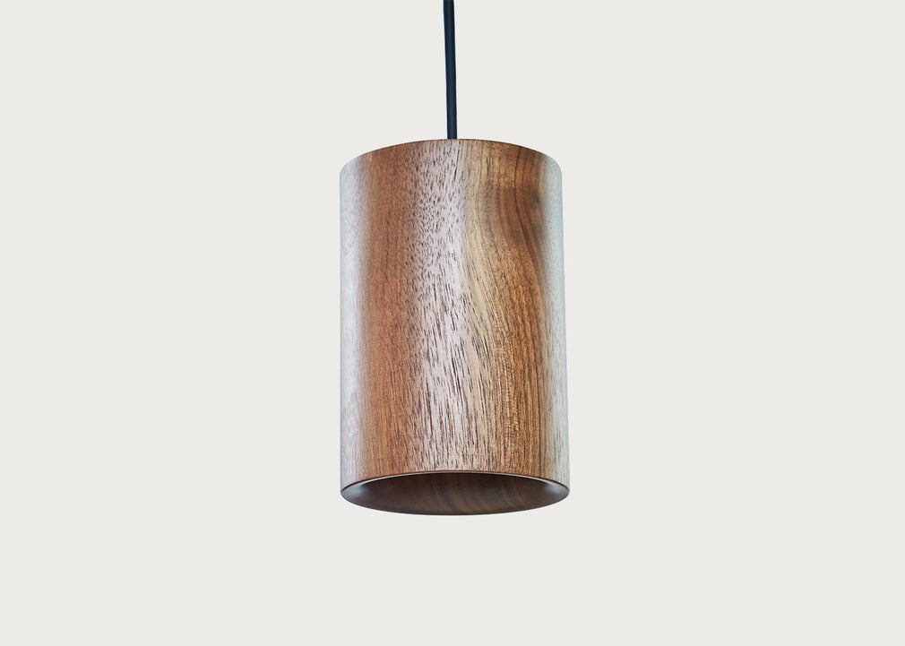 Solid Pendant Light Cylinder Black Stained Oak