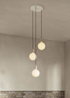 Small White Canopy With 3 Pendants and 3 Sphere IV Bulbs Brass