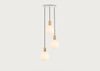Small White Canopy With 3 Pendants and 3 Sphere IV Bulbs Brass