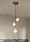 Small Black Canopy With 3 Pendants and 3 Sphere IV Bulbs Graphite