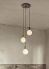 Small Black Canopy With 3 Pendants and 3 Sphere IV Bulbs Graphite