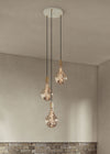Small White Canopy With 3 Pendants and 3 Voronoi II Bulbs Brass