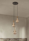Small Black Canopy With 3 Pendants and 3 Voronoi II Bulbs Graphite