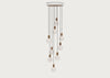Large White Canopy With 9 Pendants and 9 Sphere IV Bulbs Oak
