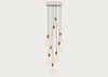 Large White Canopy With 9 Pendants and 9 Voronoi II Bulbs Oak