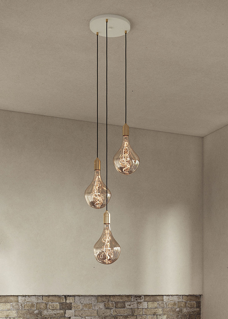 Small White Canopy With 3 Pendants Brass
