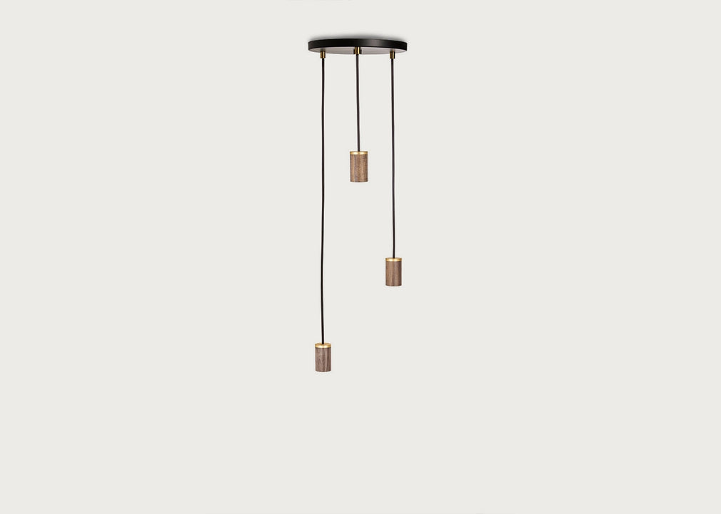 Small Black Canopy With 3 Pendants Graphite