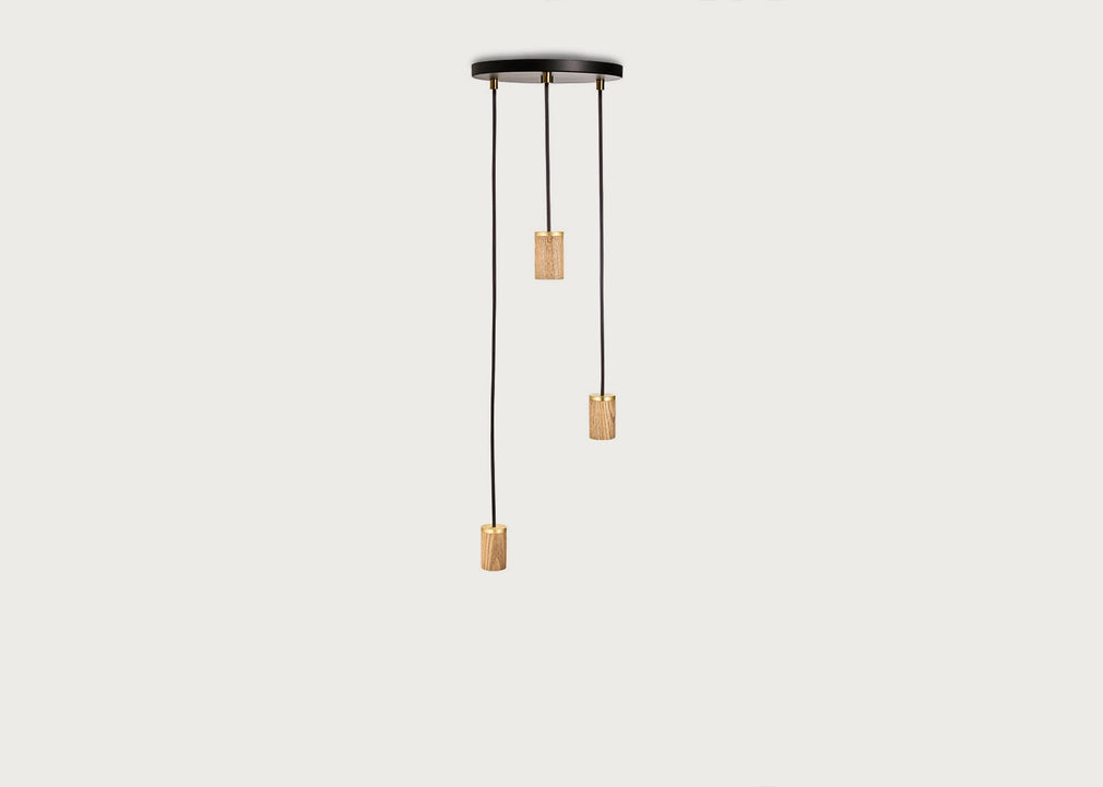 Small Black Canopy With 3 Pendants Graphite