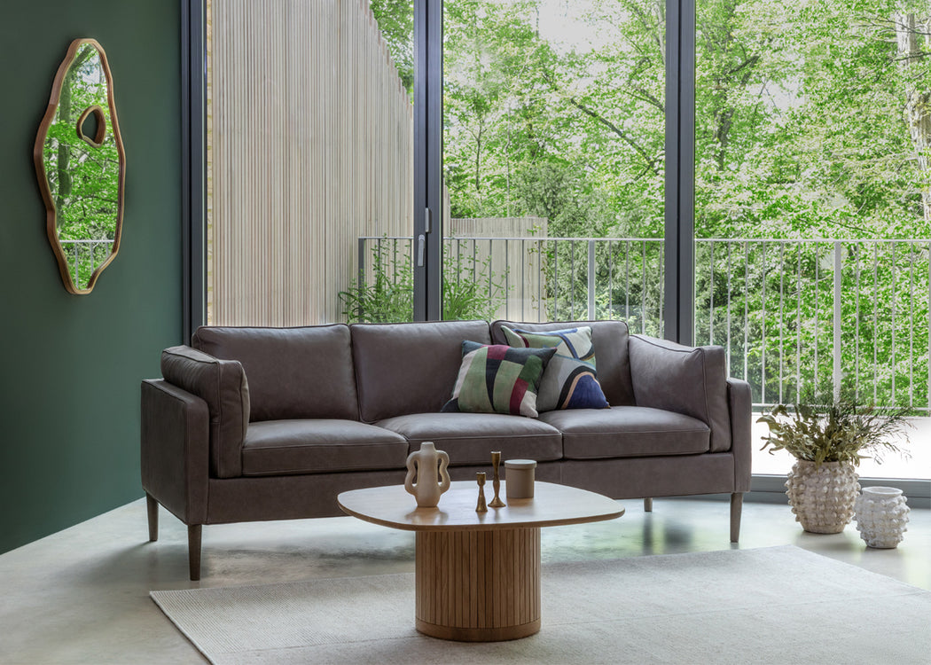 Sonno 2 Seater Sofa Daino Leather Elephant / Natural