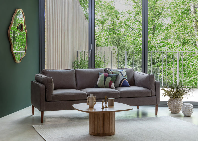 Sonno 4 Seater Sofa Heritage Leather Chestnut 2064 / Walnut