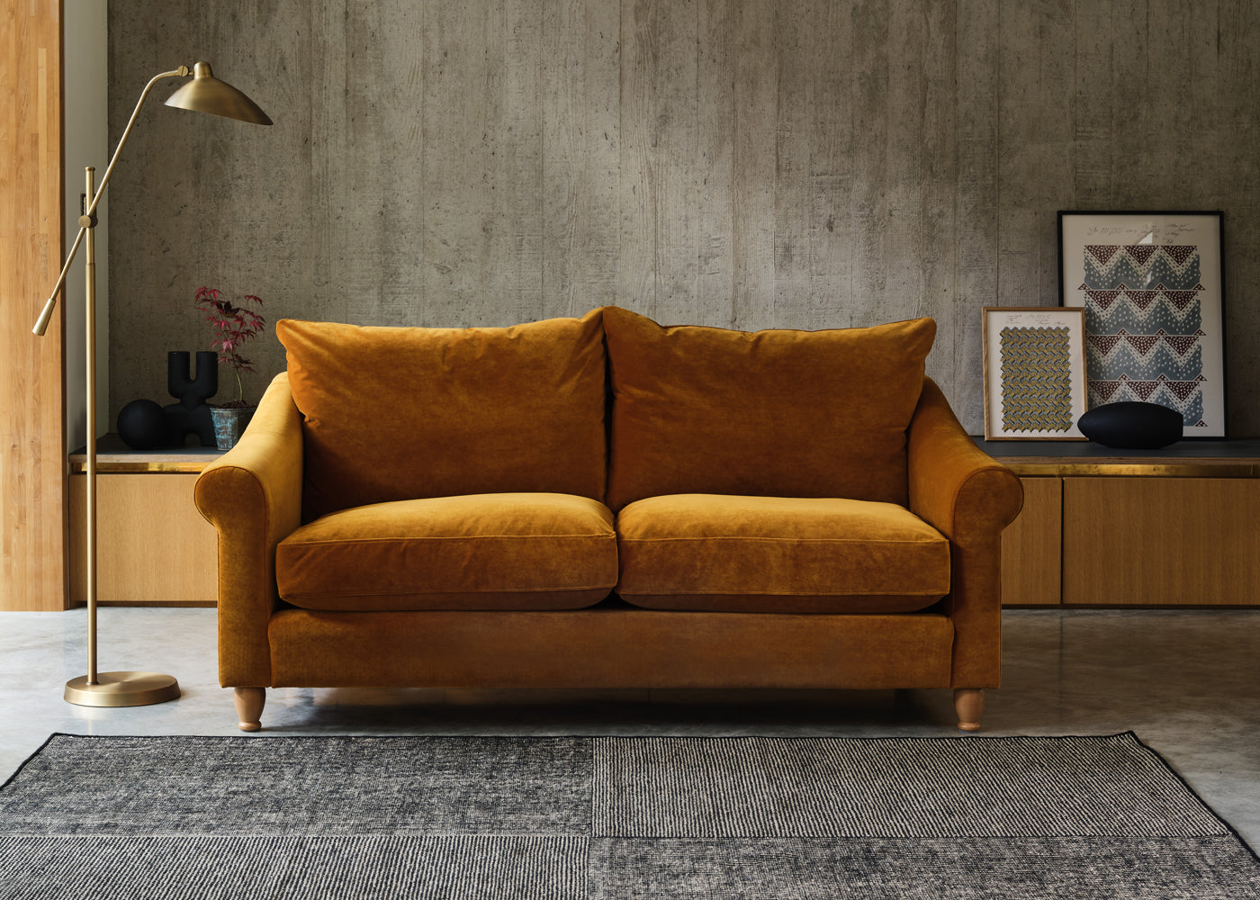 Devon 3 Seater Sofa Brushed Cotton Cadet / Black