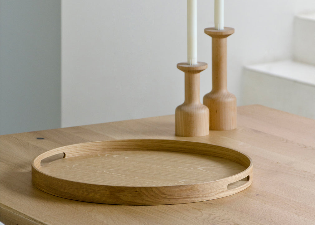 Busboy Round Bistro Tray Oak / Small