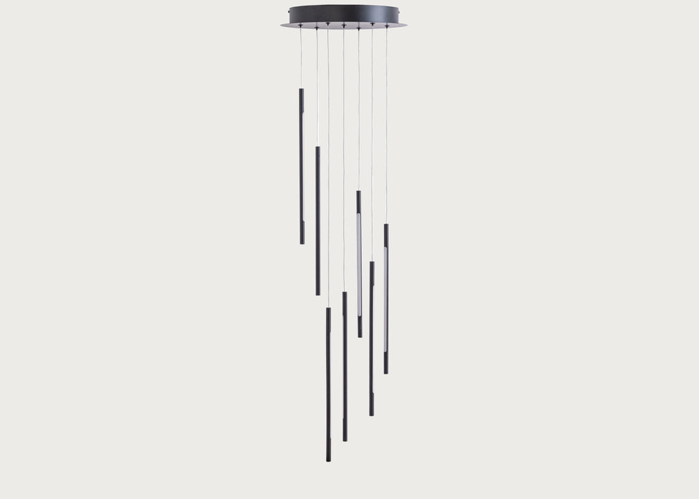 Saber LED Chandelier 7 Light Cluster Pendant Black