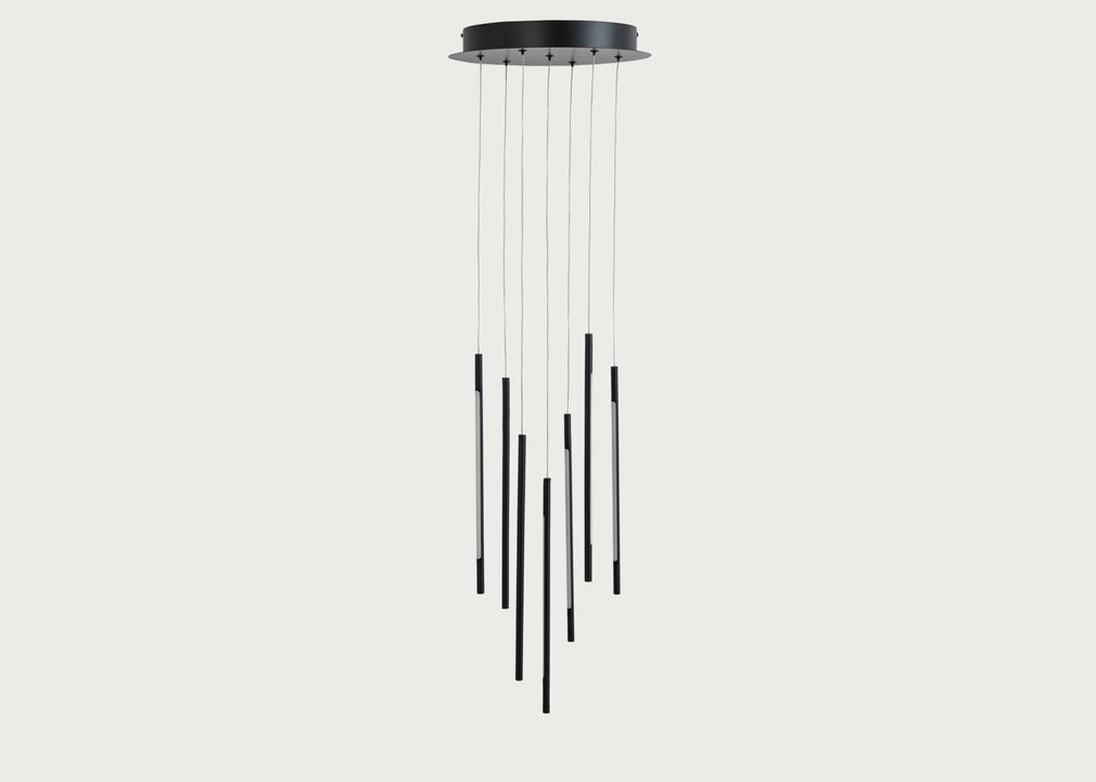 Saber LED Chandelier 7 Light Cluster Pendant Black
