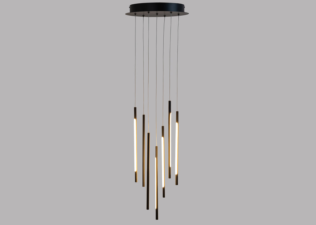 Saber LED Chandelier 7 Light Cluster Pendant Black