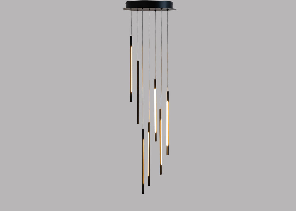 Saber LED Chandelier 7 Light Cluster Pendant Black