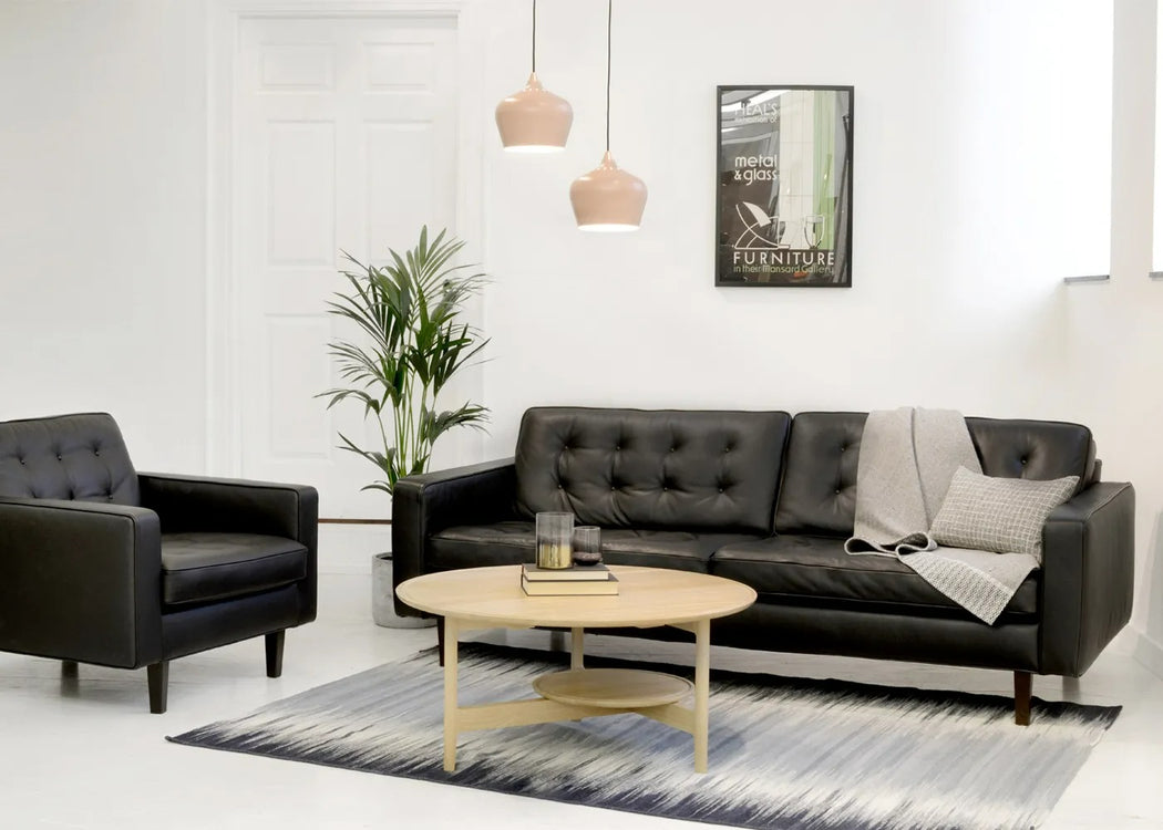 Hepburn 3 Seater Sofa Daino Leather Elephant / Natural