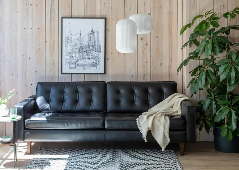 Hepburn 3 Seater Sofa Daino Leather Elephant / Natural