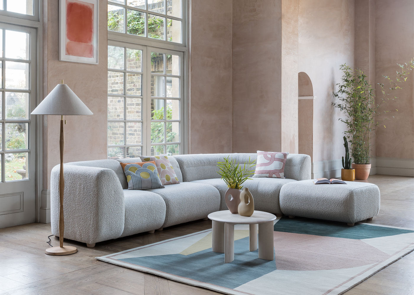 Lilli Left Hand Curved Corner Sofa Boucle Fern