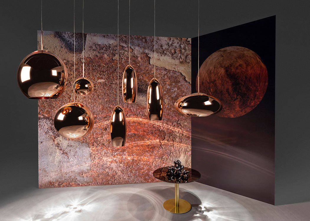 Copper LED Pendant Light Round Large