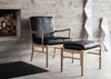 OW149F Colonial Footstool Soaped Oak / Leather Thor 301 Black