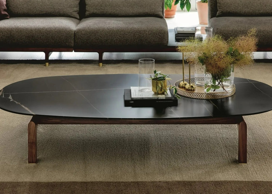 Quay Oval Coffee Table Marble Sahara