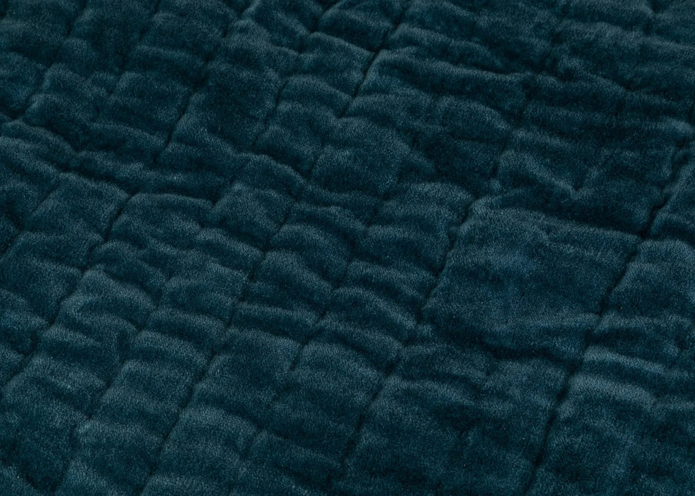 Kantha Velvet Bedspread Steel Blue 140cm x 200cm