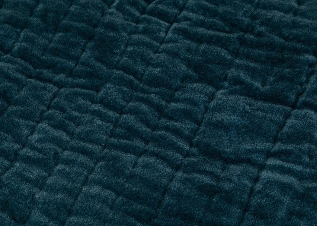 Kantha Velvet Bedspread Steel Blue 140cm x 200cm