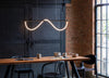Wave LED Long Pendant Light Satin Gold