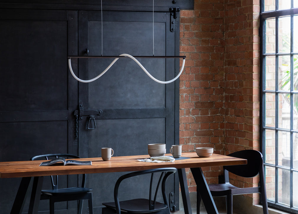 Wave LED Long Pendant Light Satin Gold