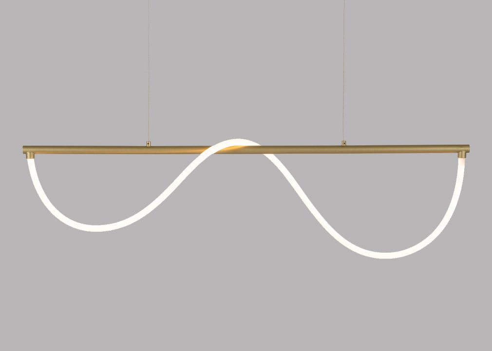 Wave LED Long Pendant Light Satin Gold