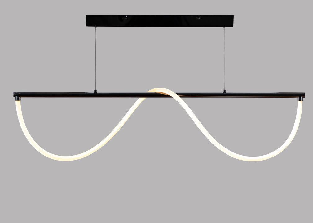 Wave LED Long Pendant Light Satin Gold