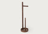 Yoku Freestanding Toilet Roll Holder Round Walnut
