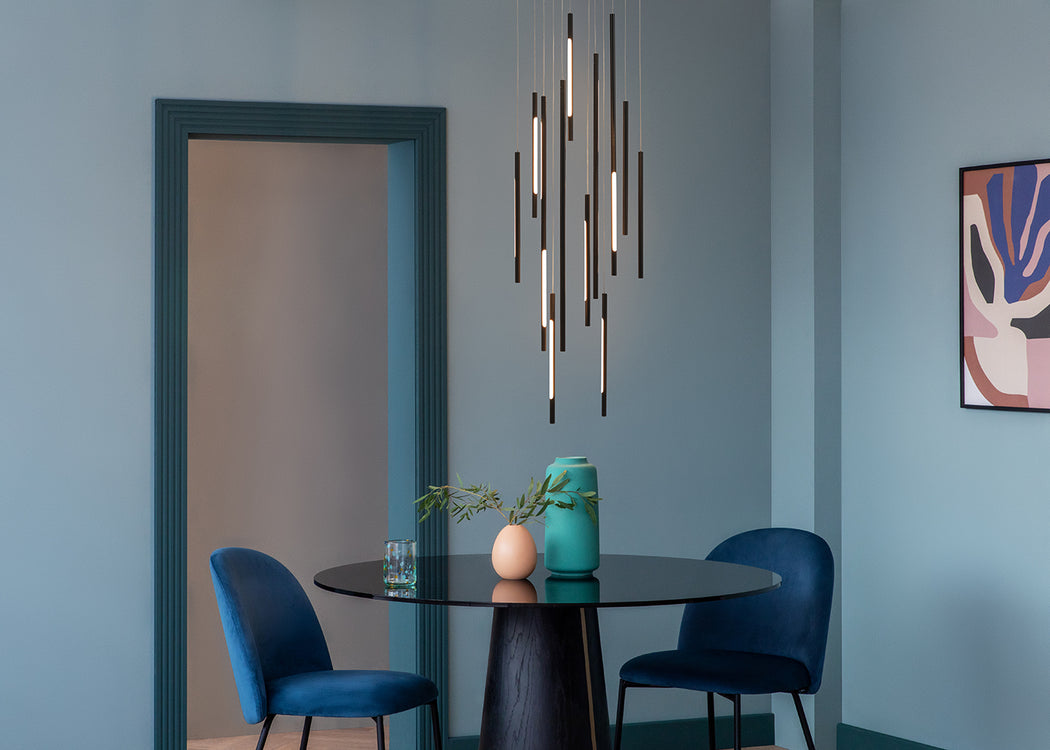 Saber LED Chandelier 12 Light Cluster Pendant Gold