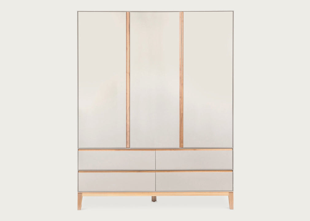 Lars Triple Wardrobe Grey & Walnut