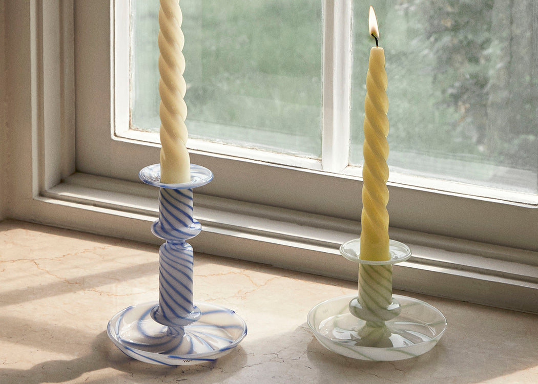 Flare Candle Holder Medium Pink & Blue