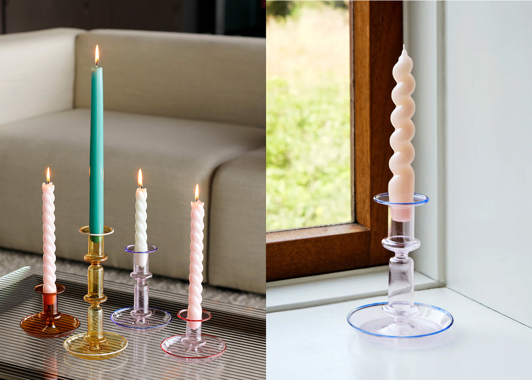 Flare Candle Holder Medium Pink & Blue