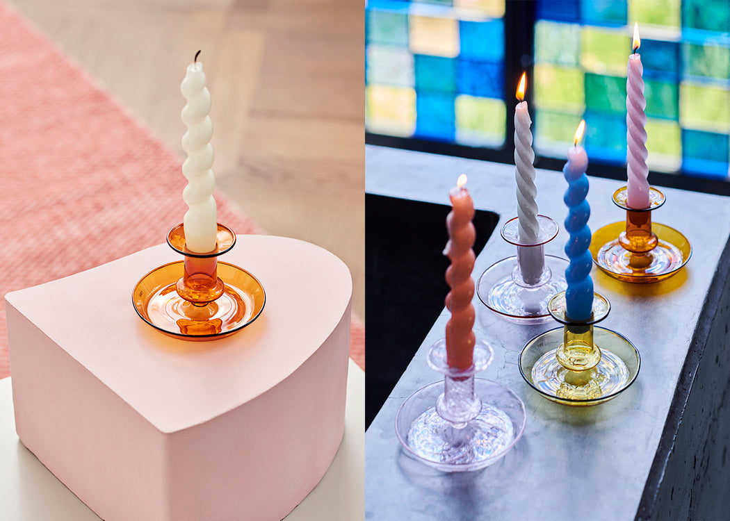 Flare Candle Holder Amber