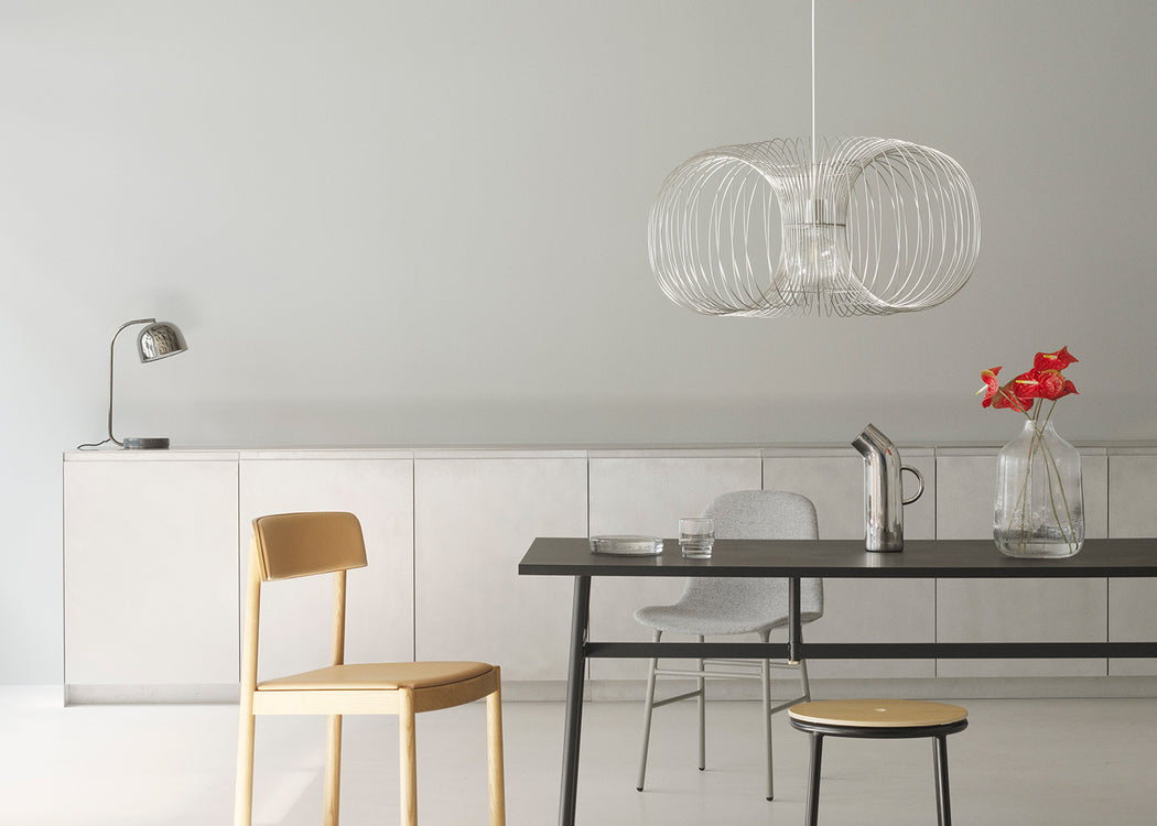Coil Pendant Light Silver 76cm