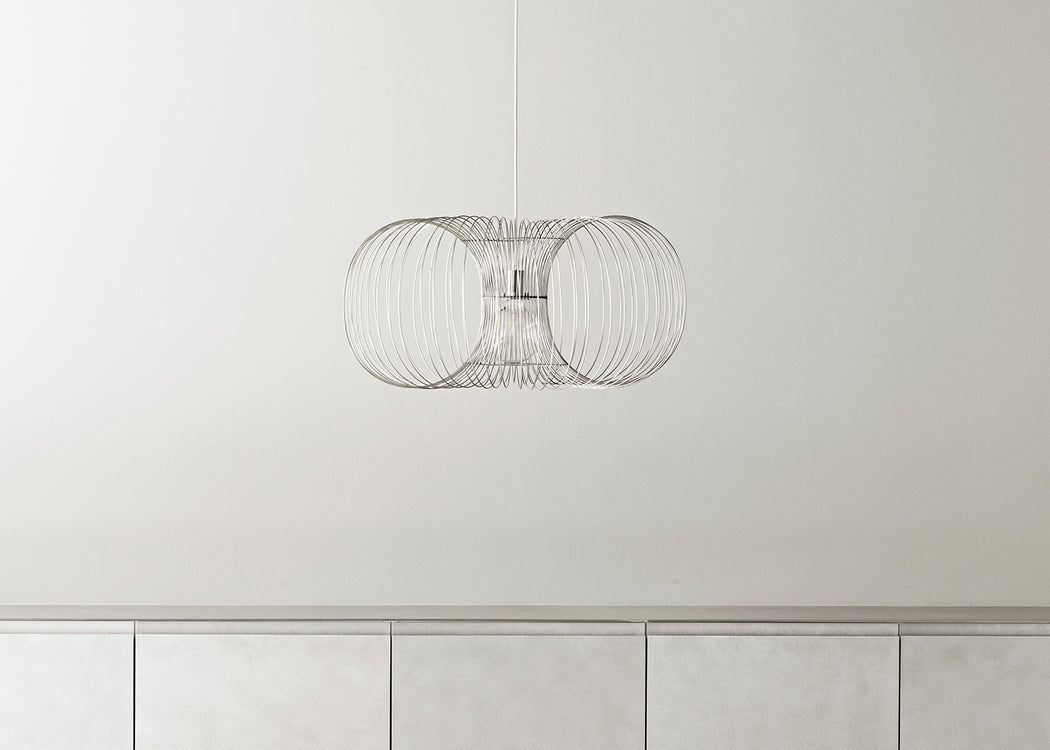 Coil Pendant Light Silver 76cm