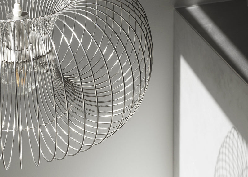 Coil Pendant Light Silver 76cm