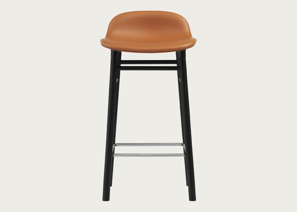 Form Barstool with Leather Seat Ultra Leather 41574 / Black Oak