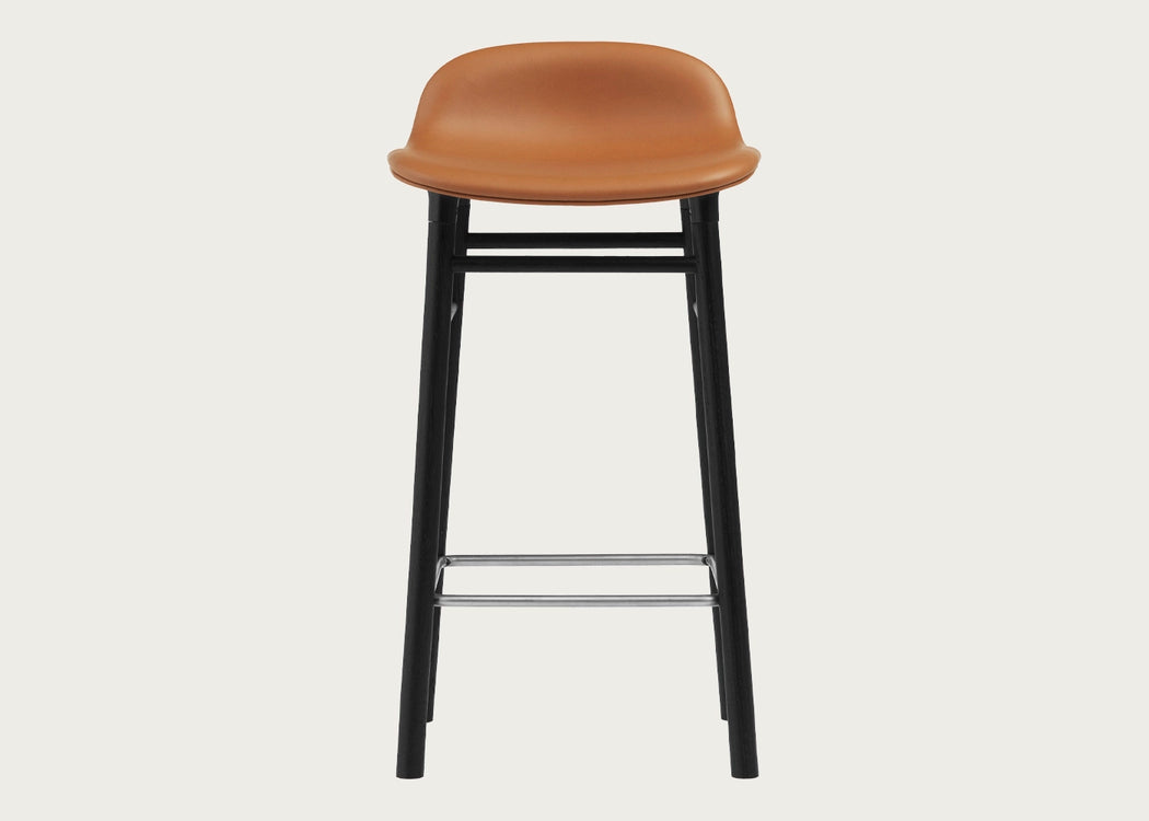 Form Barstool with Leather Seat Ultra Leather 41574 / Black Oak