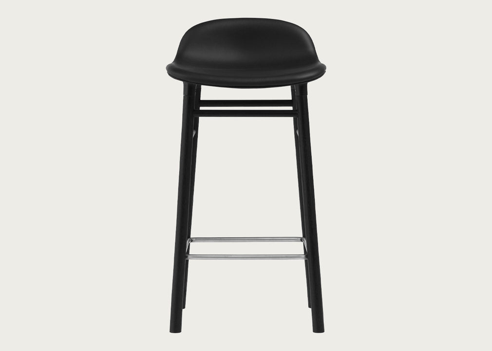 Form Barstool with Leather Seat Ultra Leather 41574 / Black Oak