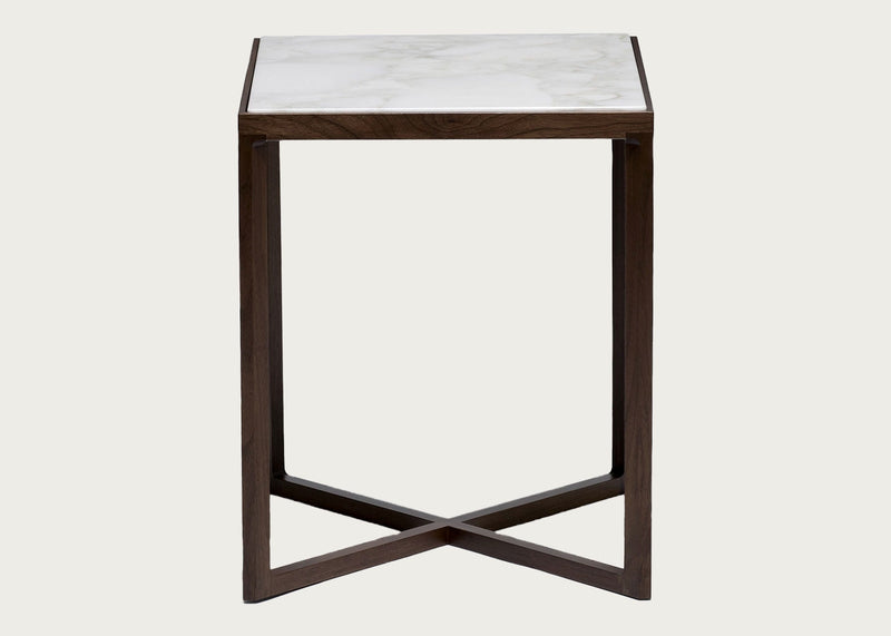 Krusin Side Table Arabescato & Walnut Stained Oak