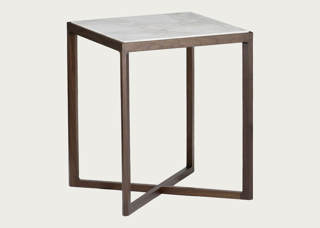 Krusin Side Table Arabescato & Walnut Stained Oak