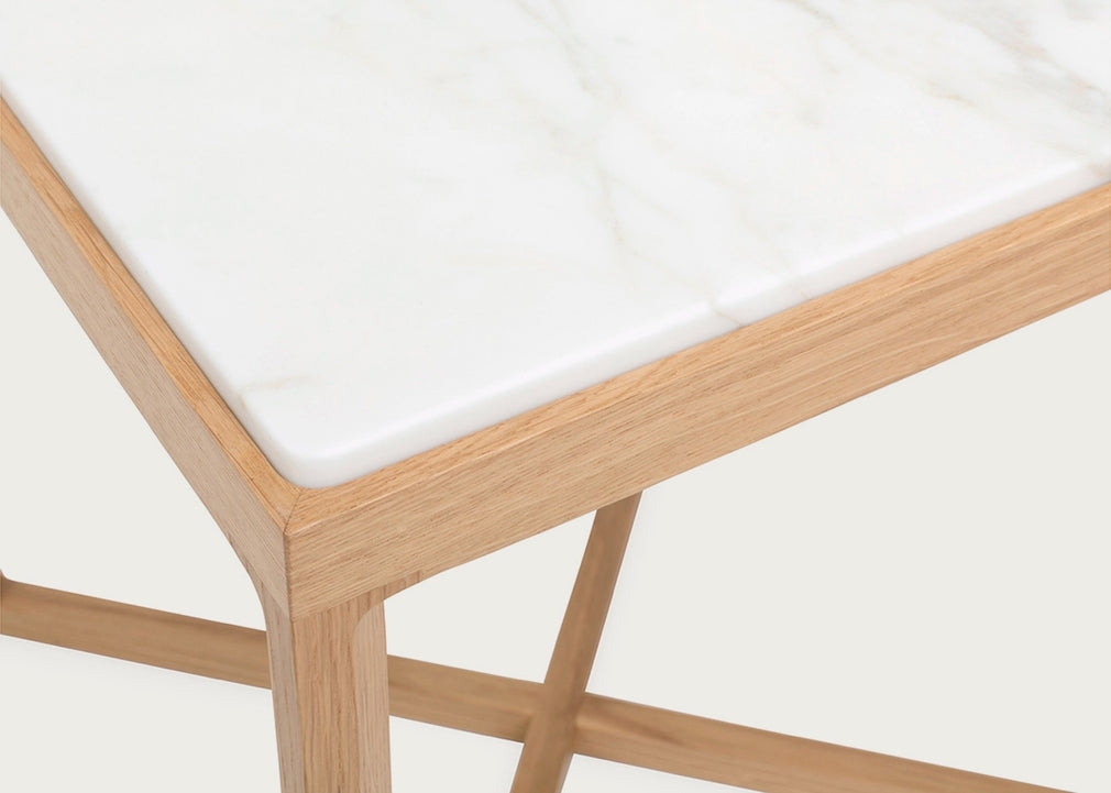 Krusin Side Table Arabescato & Walnut Stained Oak