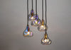 Bolha Chandelier 5 Pendant Light Petrol & Bronze