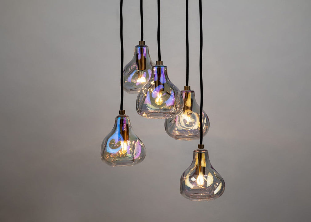 Bolha Chandelier 5 Pendant Light Petrol & Bronze