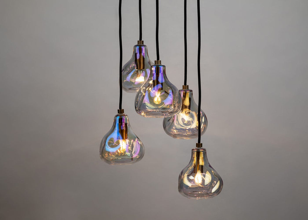 Bolha Chandelier 5 Pendant Light Petrol & Bronze